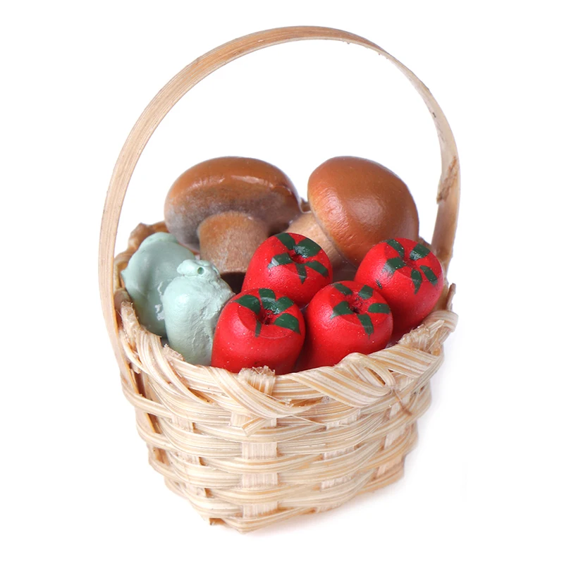 1/12 Мини милый кукольный домик из ротанга железная рама ручная тканая корзина для