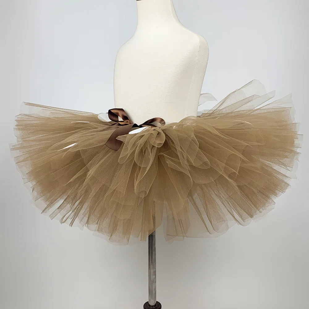 Пышная коричневая юбка-пачка с оленем для девочек детский Рождественский костюм