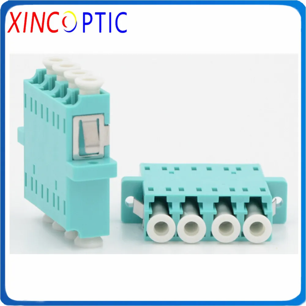 

LCUPC MM OM3 Aqua Color Quad Fiber Optical Adapter,LC/UPC Multi Mode Flange Fibre Optic Adaptor Coupler Connector