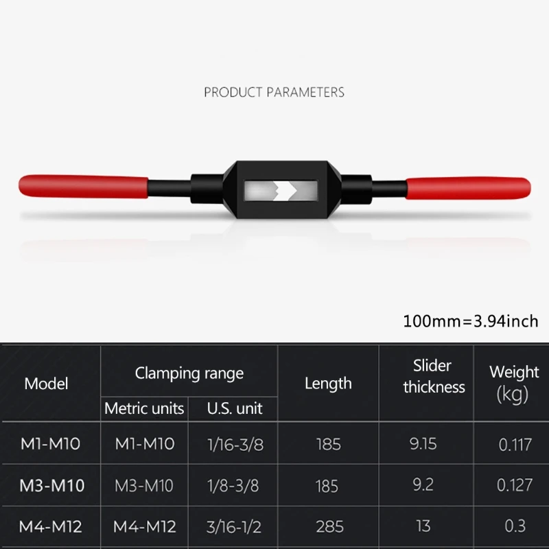 

Tap Wrench, Adjustable Size for Holding Taps, Drills, Reamers, Small Tools w/ Long Center Body, Rigid Hold