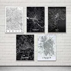 Плакат Мир Город схема линии карты Берлин Гамбург Токио Линкольн Франкфурт Печать на холсте Живопись настенное искусство модульный домашний декор