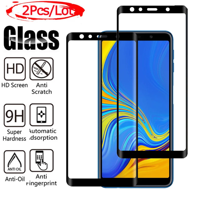 Защитное стекло с полным покрытием для Samsung A6 A8 Plus A7 2018 закаленное Sansung A 6 8 A600F A750