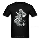 Мужская черная футболка в стиле тату Koi, летняя хлопковая футболка для мужчин