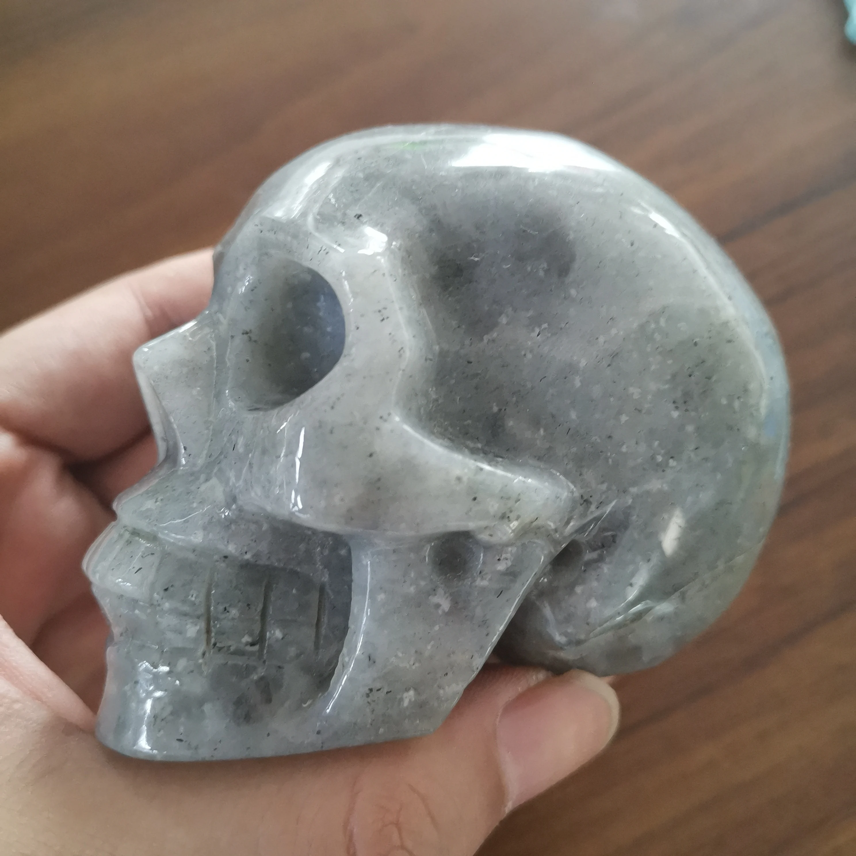 

500g Natural labradorite QUARTZ CRYSTAL skull HEALING