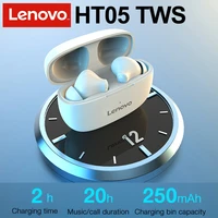 lenovo ht05 tws earphone wireless bluetooth headphones ipx5 waterproof mini sports gaming headset hifi stereo bass with micphone