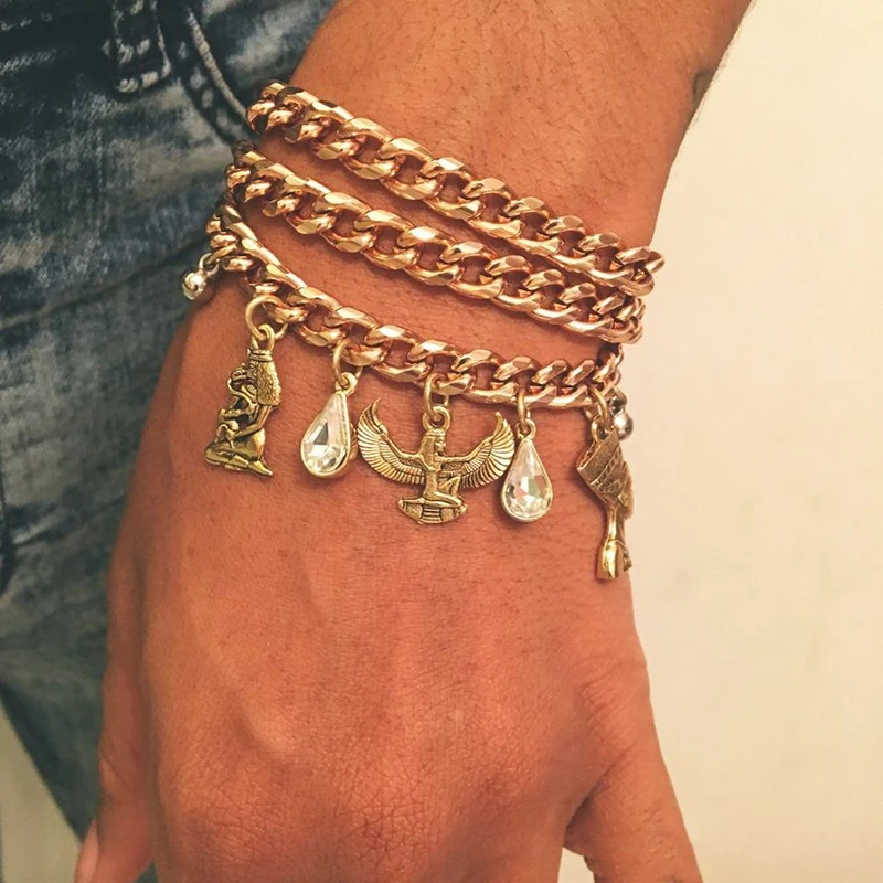 Комплект женских браслетов в стиле ретро ювелирные украшения панк для