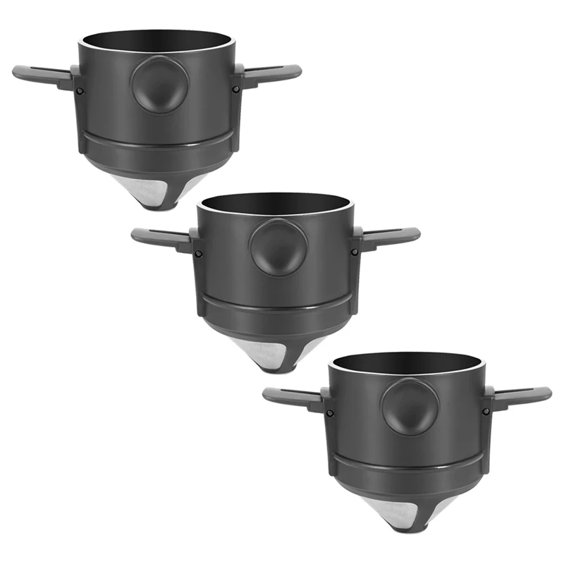 

3Pcs Portable Coffee Filter Dripper Coffee Filter Cup Drip Coffee Kettle Gadget Stainless Steel Drip Coffee Funnel