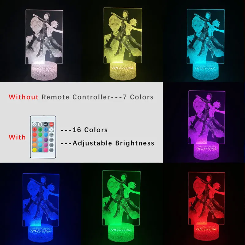 

Anime Game Lamp Genshin Impact 3D LED Manga Illusion Table Yuri On Ice Night Light For Indoor Bedroom Decor Cool Indie Kids Gift