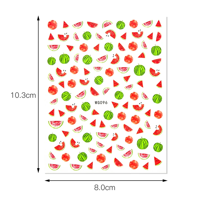 

Four Lily 3D Nail Art Stickers Mixed Summer Fruits Nail Art Self-adhesive Decals Sliders Watermelon/Strawberry Manicures Decor