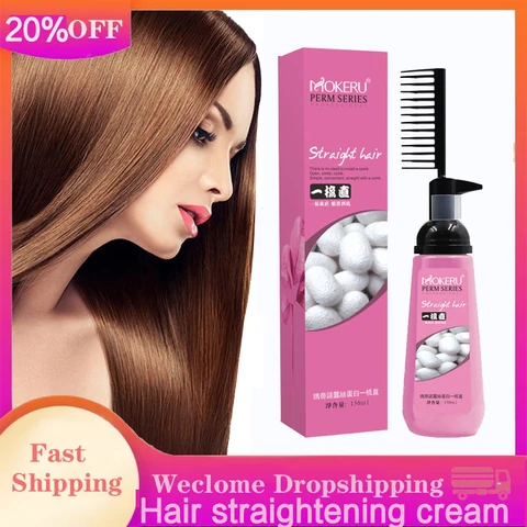 Крем для выпрямления волос, средство для перманентной лечения, женский профессиональный крем для выпрямления с расческой, питательный крем для волос с витамином е - изображение