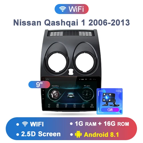 1-16GB WIFI AWESAFE для Nissan Qashqai 2008-2012 автомобильный Радио Мультимедиа Видео плеер gps No 2din 2 din Android 8,1 2G+ 32G - Цвет: 1-16GB WIFI