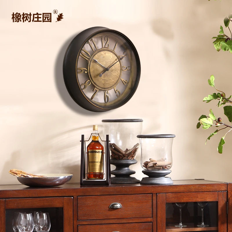 

Large Decorative Metal Luxury Wall Clock Antique Vintage large kitchen Wall Clocks Living Room Wrought Wall Clock New II50BGZ