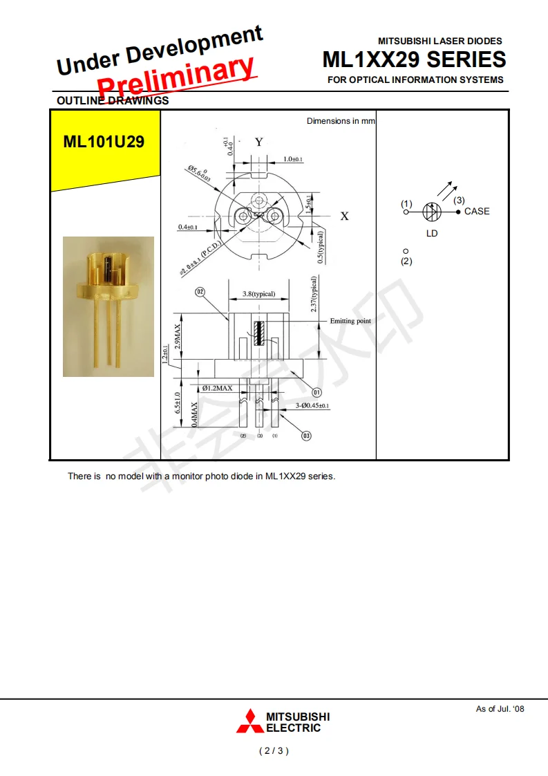 10 шт Mitsubishi ML101U29-25 Красный 400 нм МВт лазерный диод для промышленного использования