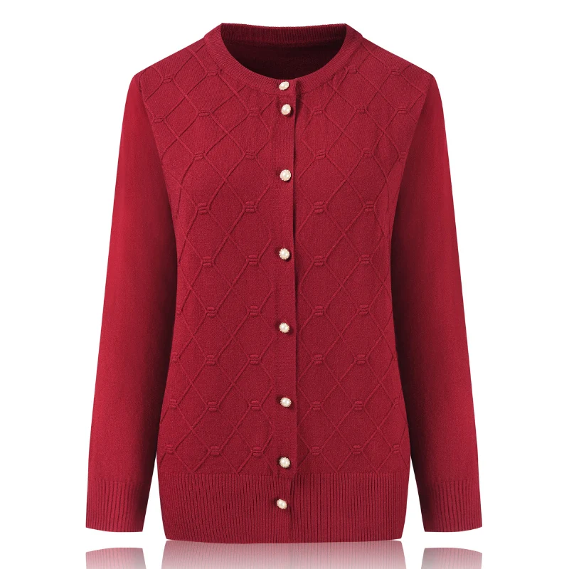 Новинка 2019 осенне-зимний свитер для мам среднего возраста модный однобортный