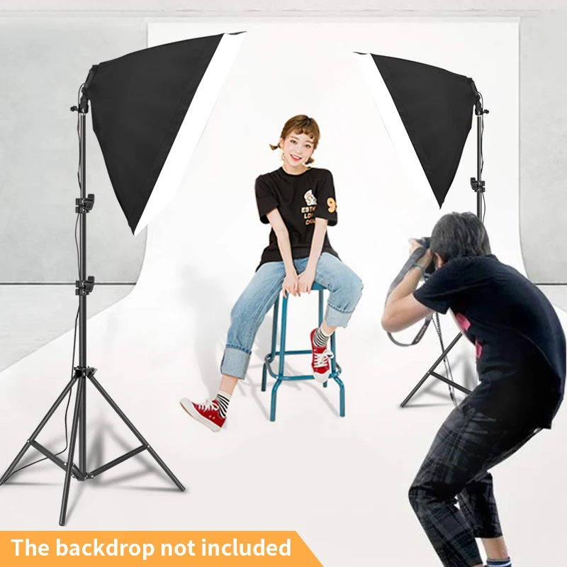 Photography Lighting 50x70CM Four Lamp Softbox Kit E27 Holder With 8pcs Bulb Soft Box Accessories For Photo Studio Video enlarge