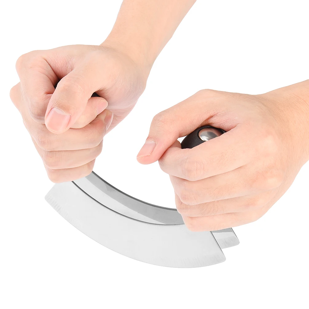 

Uarter 5'' Double-blade Chopper Stainless Steel Herb Chopper Rocking Cheese Knife with PP Handle Suitable for Cutting Cheese