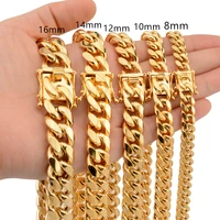stainless steel cuban chain necklace for men women golden hip hop punk necklaces faucet buckle collar choker jewelry wholesale