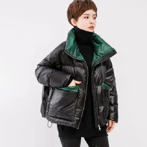 

Women 2020 Winter Stand Collar Patchwork Parkas Female Fashion Korean Style Coats Ladies New Slim Thick Warm Jacket P222