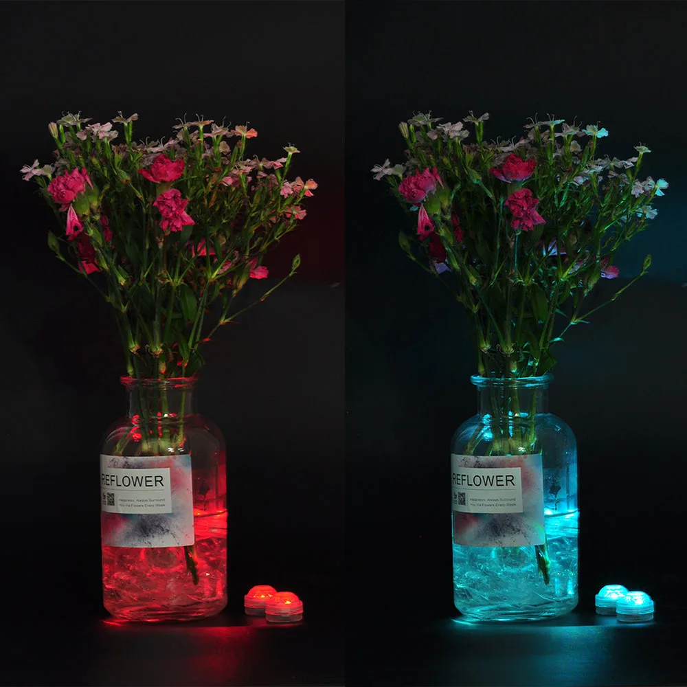 

10pcs/lot RGB Submersible Light Waterproof Underwater LED Lamp Battery Operated For Fish Tank Swimming Pool Garden Decoration