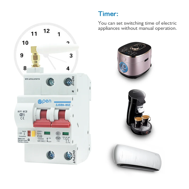 Открытый 2P Пульт дистанционного управления Wifi автоматический выключатель/умный