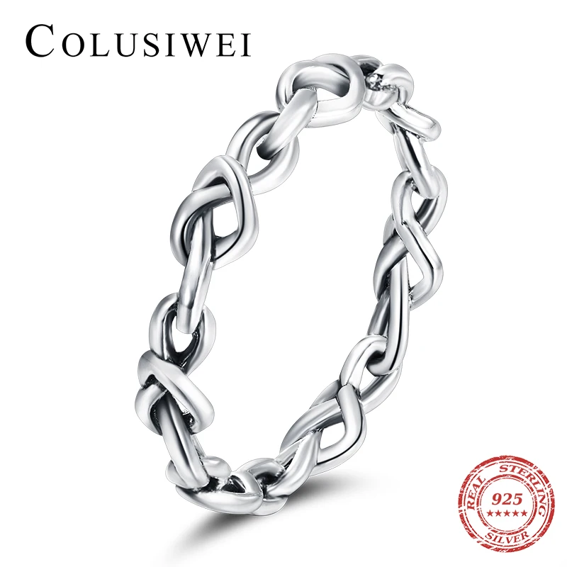 

Colusiwei из чистого стерлингового серебра 925 Твист сердце перстни простой модный браслет для женщин, ювелирное изделие для помолвки, свадьбы