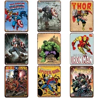 marvel movie clip tin signs plate spider man captain america posters art cafe bar vintage metal painting wall plaque home decor