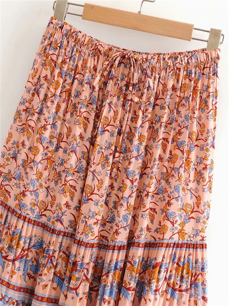 Женская плиссированная юбка винтажная шикарная пляжная хиппи с цветочным