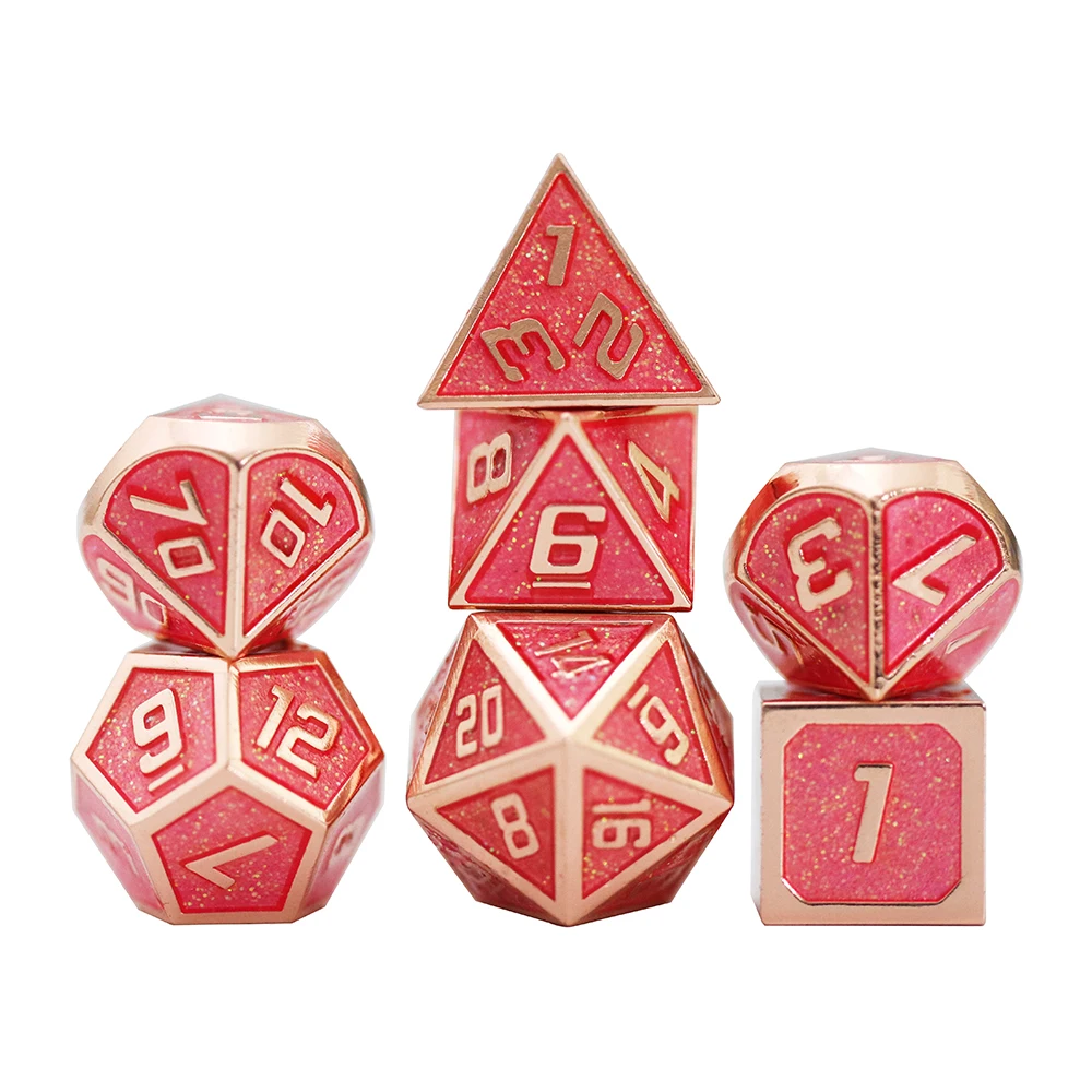 Металлические игральные кости с блестящим эффектом набор из 7 смешанных цветов + 1