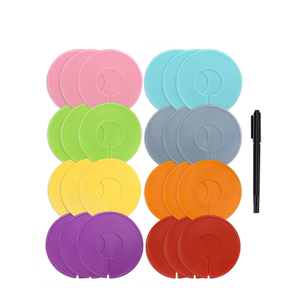 24 + 1 шт/комплект Красочные DIY Размер одежды разделители круглые вешалки шкаф для