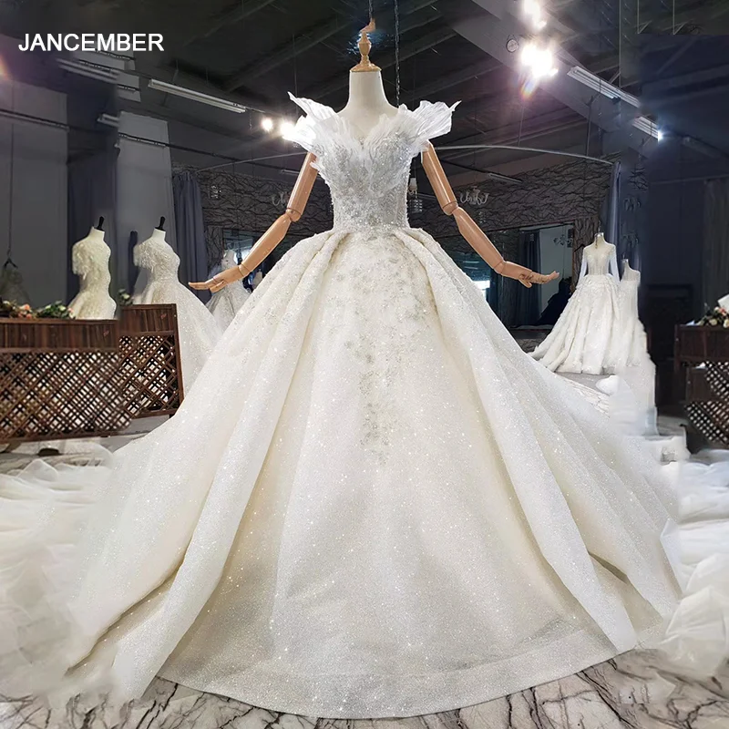 

HTL1674 роскошное Кристальное расшитое блестками жемчужное свадебное платье без бретелек с несравненным дизайном 2020 большое платье для свадь...