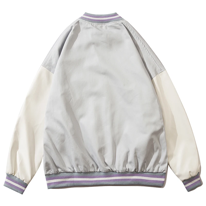 Куртка мужская в стиле пэчворк Бомбер с вышивкой и надписью бейсбольная уличная