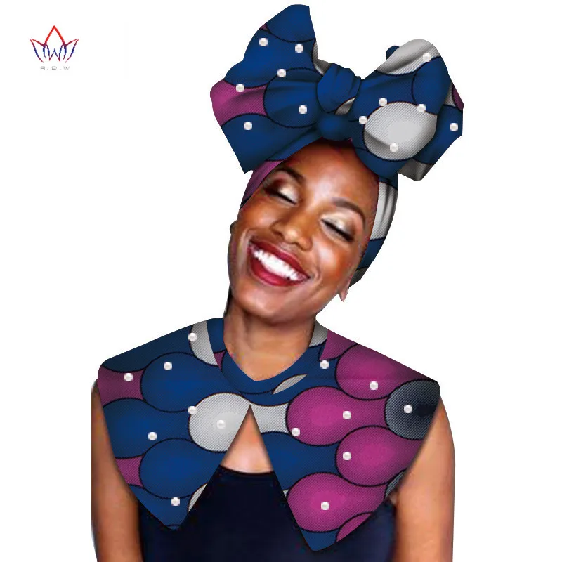 

2020 New Gift For Women And Younger Girl Birthday African New False Collar And Headscaft 100%Cotton BRW Sp080