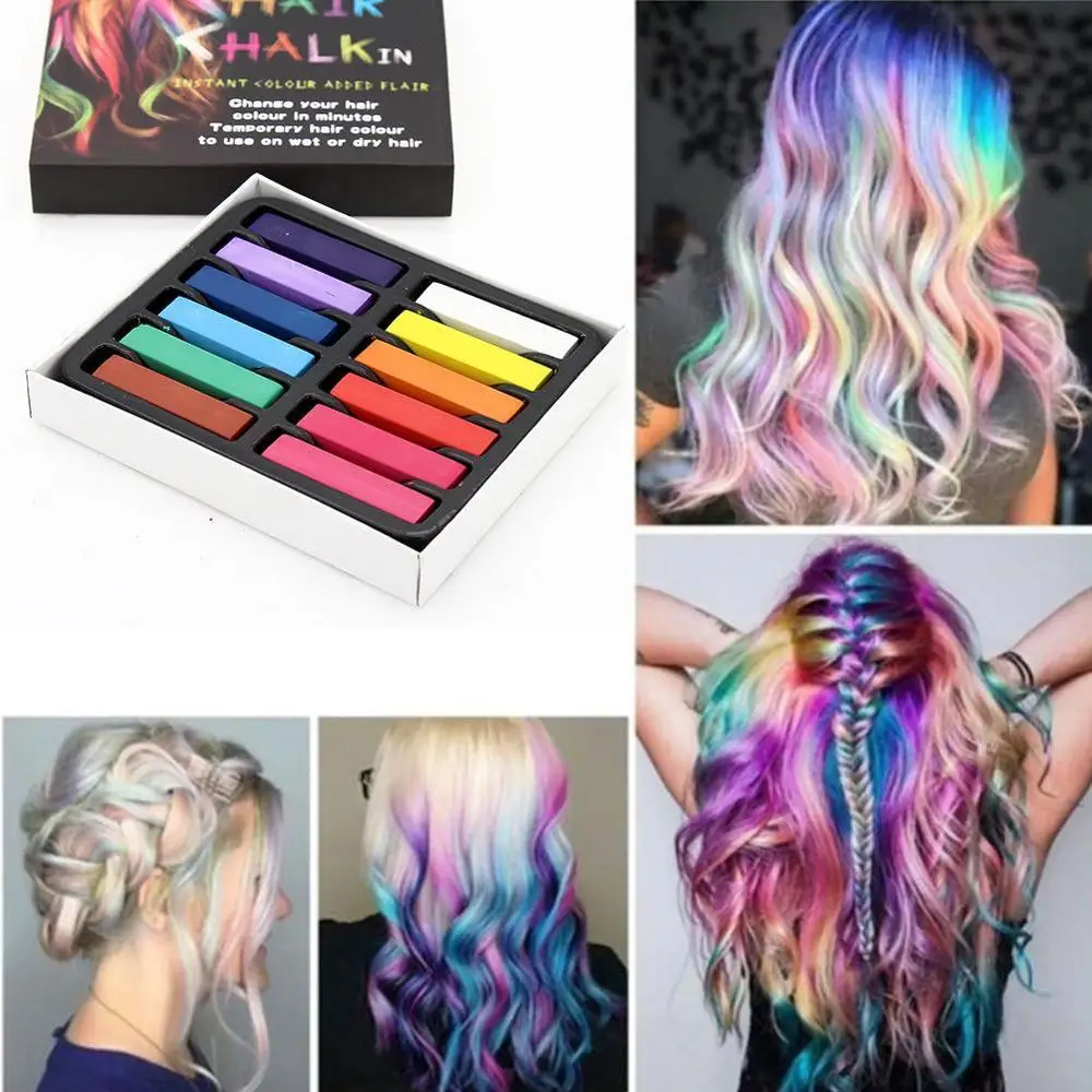 

12 Colors Non-toxic Temporary Salon Kit Pastel hair color Chalk Pastel Chalk Use For Hair Decoration Supplies