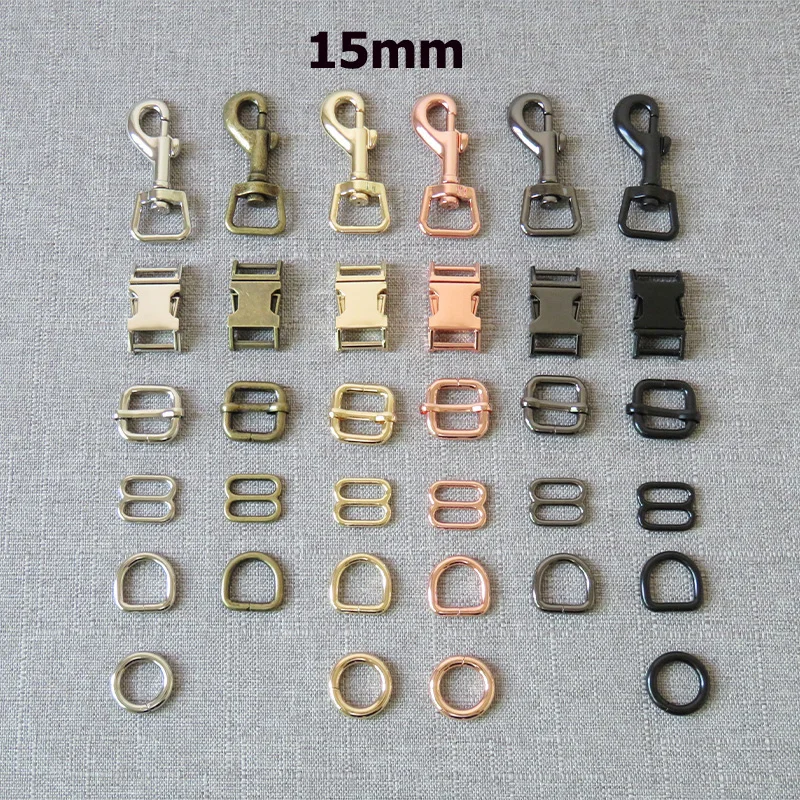 1 Pcs 15mm Nickle Metal D O Ring Belt Straps Slider Side Release Buckle Spring Snap Hook For Dog Collar Leash Harness Accessory