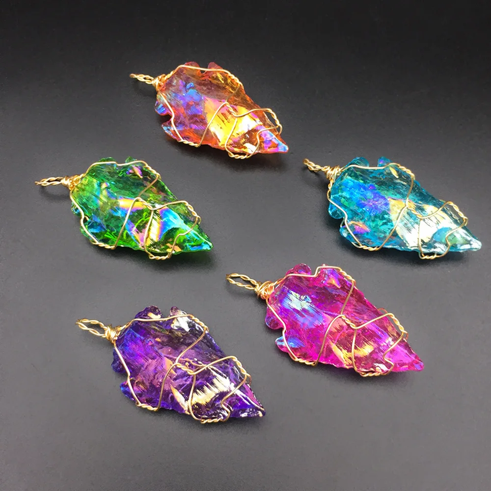 Кулон в виде проволоки из натурального хрусталя подвеска со стрелой