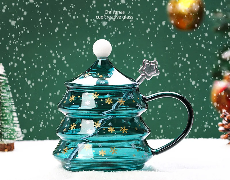 

450ML Christmas Coffee Mug With Lid Spoon Large Capacity Personalized Mugs Creative Drinkware Coffee Tea Cups Gifts Milk Cup