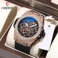 automatic mechanical watches for men luxury brand chenxi male leather wristwatch birthday gift for lover rhinestone gold relogio