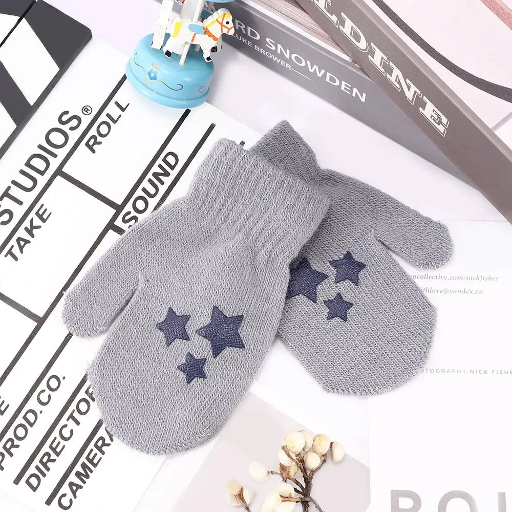 Милые детские варежки зимние вязаные перчатки для мальчиков и девочек мягкие