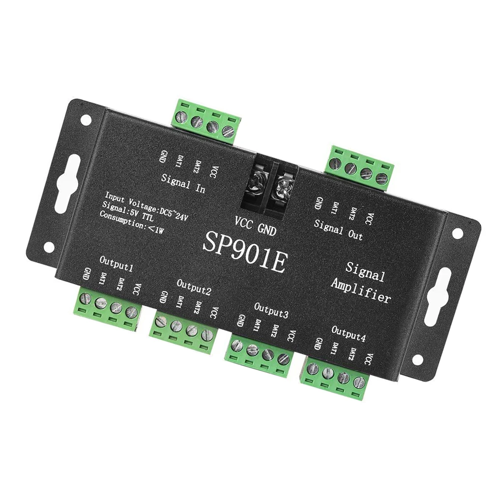 

LED Strip Amplifier SP901E LED Pixel Signal Amplifier Repeater Addressable RGB Color Strip Tape Can Control DC12V WS2811 Etc