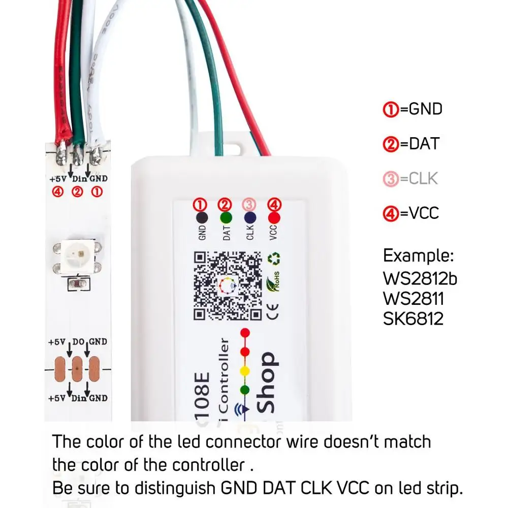Контроллер WS2812B Wi-Fi SP108E поддержка WS2811 WS2815 WS2801 SK6812 WS2813 SK9822 APA102C и т. д. почти все