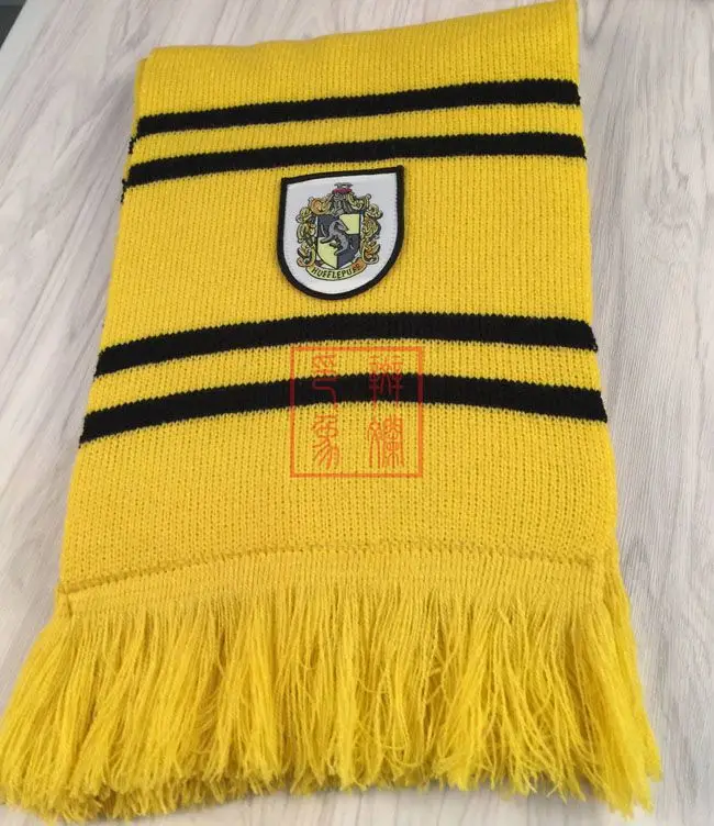 Шарф для косплея Гриффиндор Слизерин Hufflepuff Ravenclaw potter шарф шарфы костюмы подарок оптом - Цвет: Hufflepuff 02
