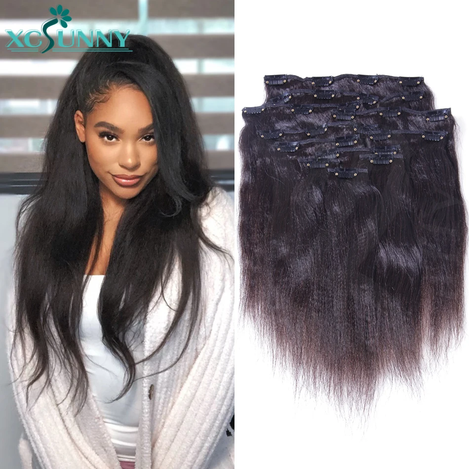 

Yaki Straight Clip In Human Hair Extensions Remy Brazilian Natural Hair Clip Ins 120g/140g/240g 8Pcs/Set 10Pcs/Set Xcsunny