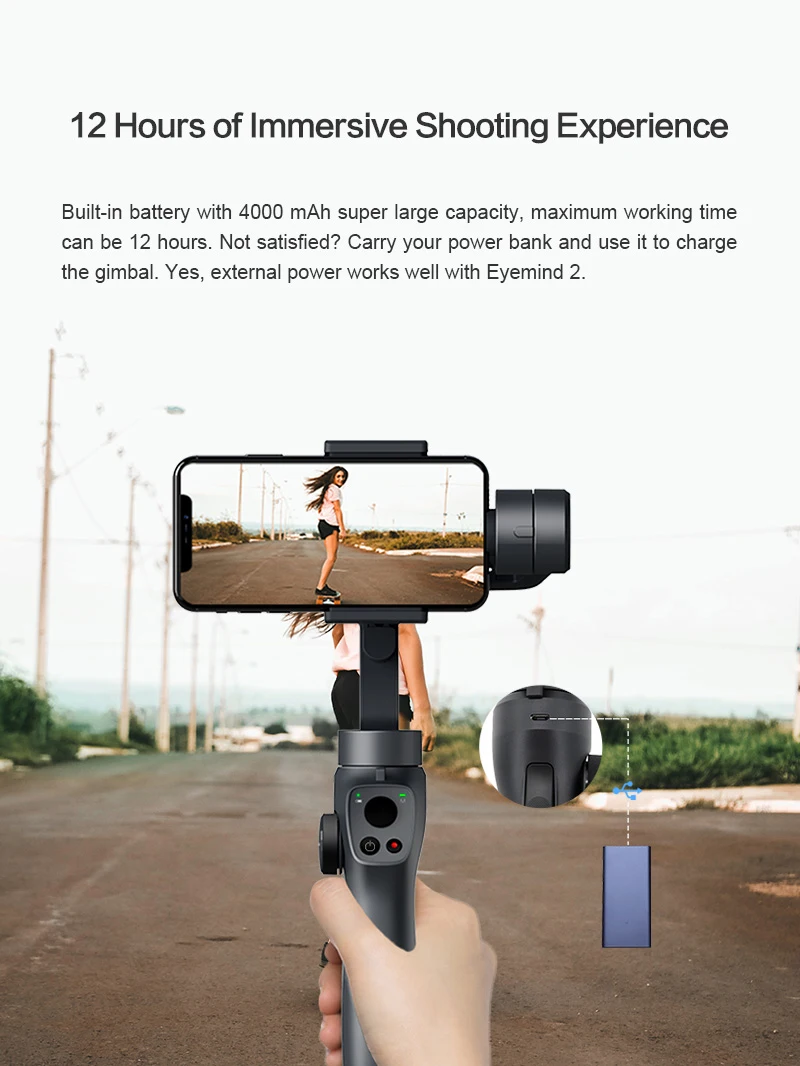 Eyemind 2 смартфон ручной карданный 3-осевой Стабилизатор сумка Gopro пластина для iPhone Xiaomi samsung экшн Камера с подарками