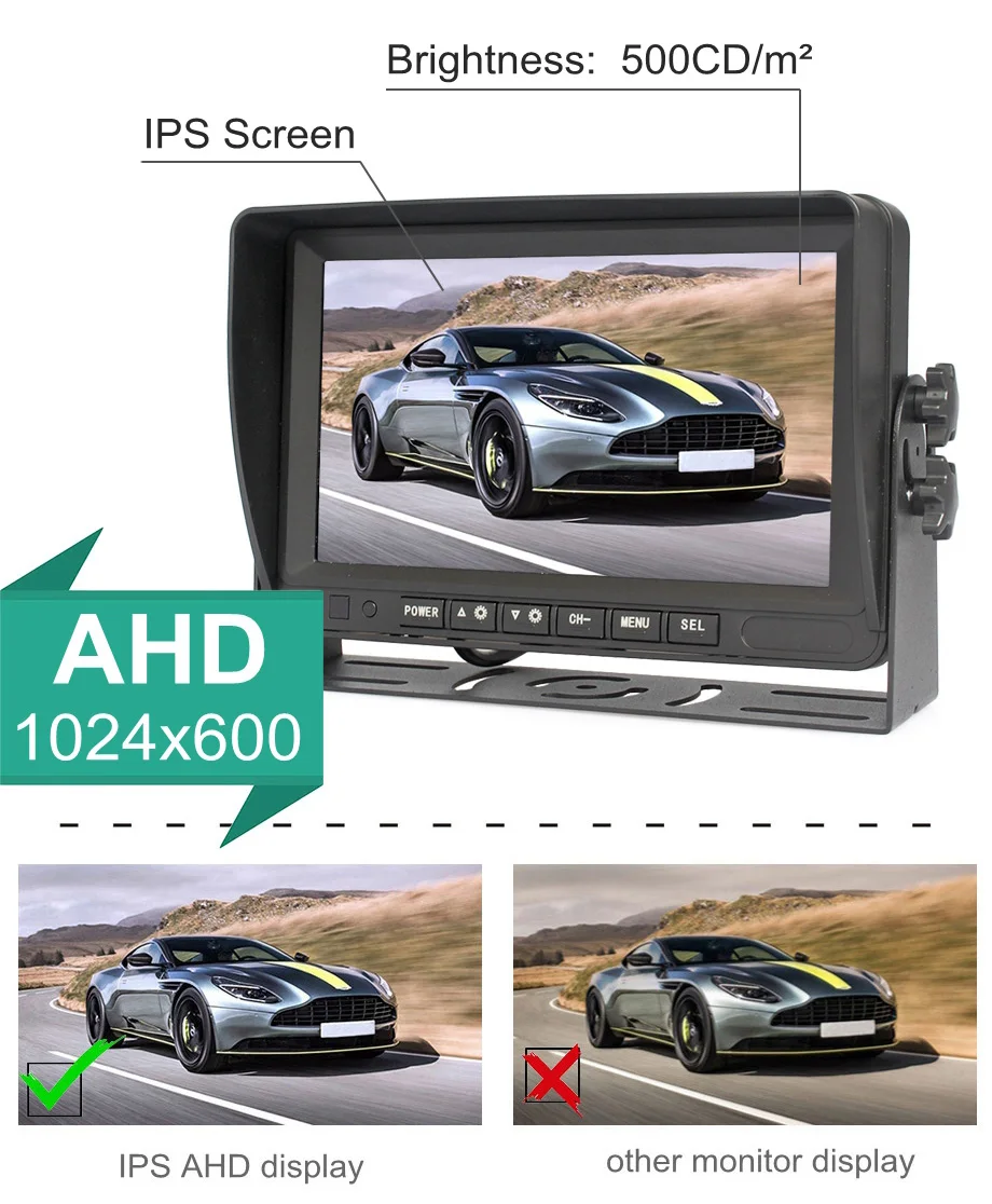 DIYKIT AHD 7 &quotips автомобильный монитор заднего вида Поддержка 960P камера sd-карты видео