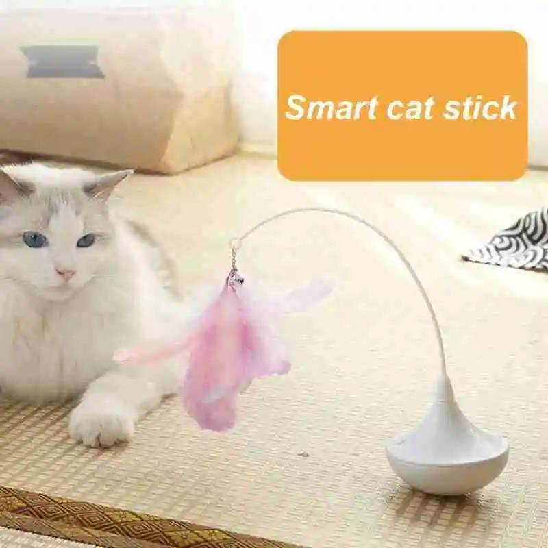 

Pet Interactive Toy Cat Stick Feather Toy Feathers Pet Automatic Feather Tease Stick Cat Supplies Toy Kitten Cat F4Z4