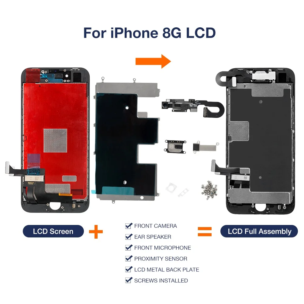 grade aaa full assembly lcd for iphone 8 8 plus display touch screen digitizer assembly complete set phone repair parts free global shipping