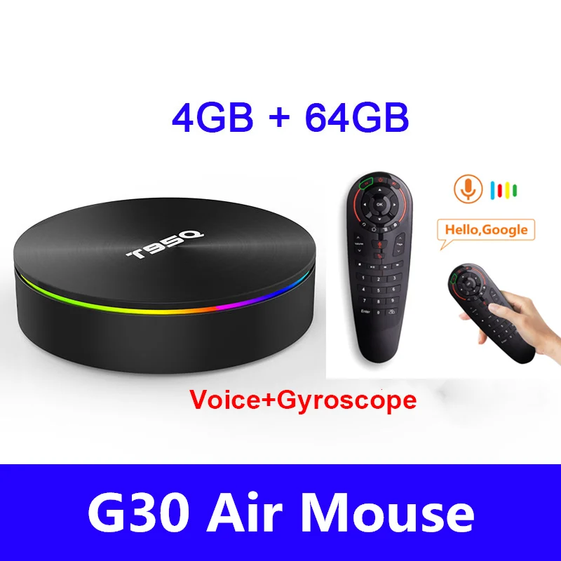 T95Q 4 Гб 64 Гб ТВ приставка Android 9,0 LPDDR3 Amlogic S905X2 четырехъядерный 2,4G& 5GHz двойной Wifi BT4.1 100M H.265 4K медиаплеер PK mi BOX - Цвет: 4G64G Add G30