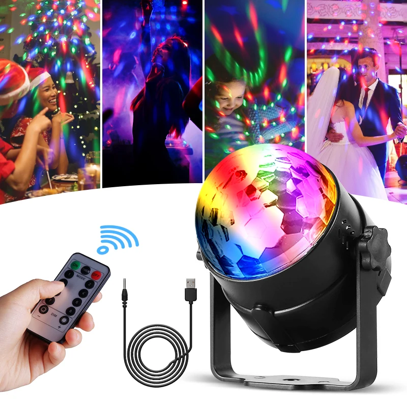  RGB Disco Light Sound Control Party Lights Strobe Dj Disco Ball Lamp USB Laser Led Stage Light For Home Car Christmas Club 