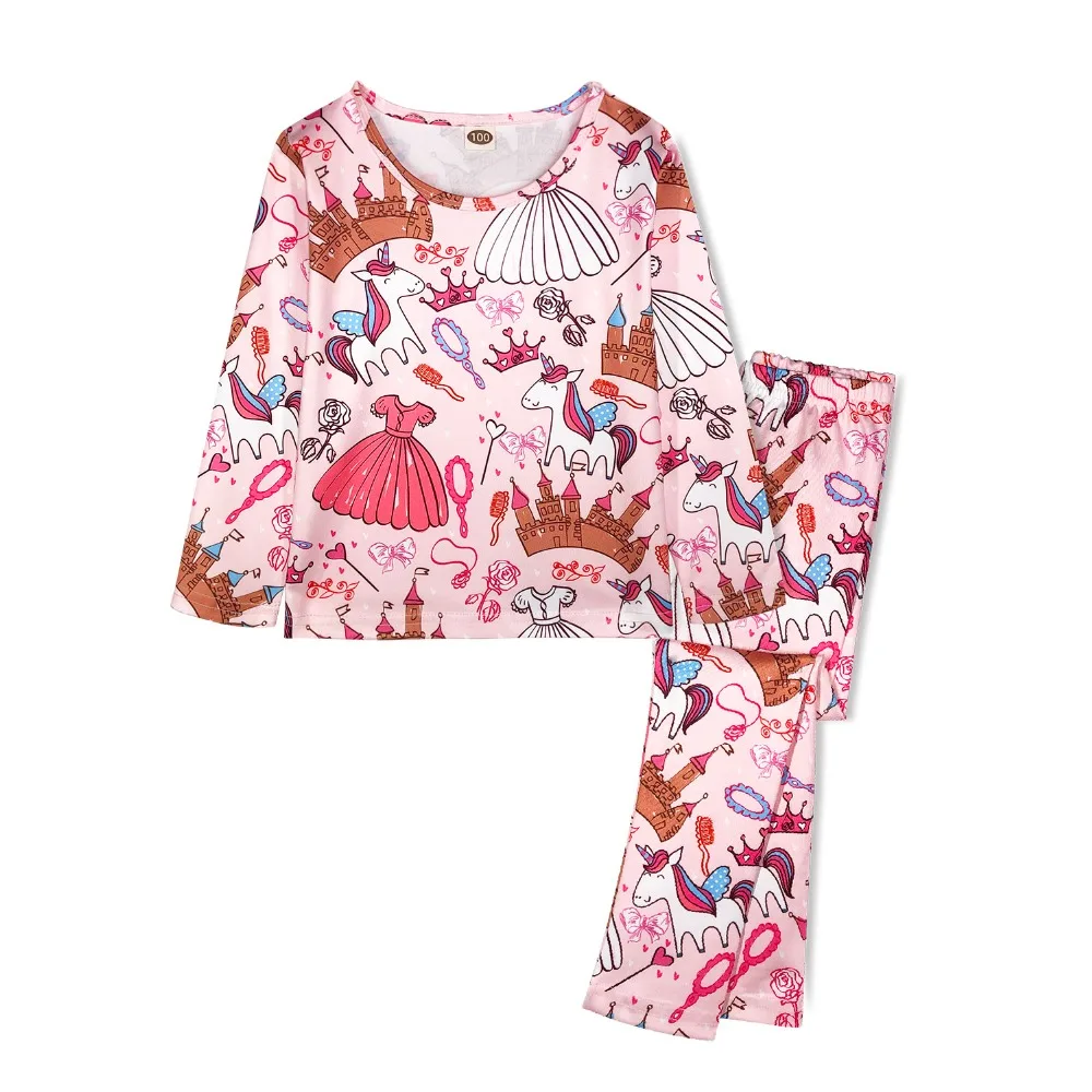 Детские пижамные комплекты из 2 предметов: Единорог динозавр Русалка Бабочка