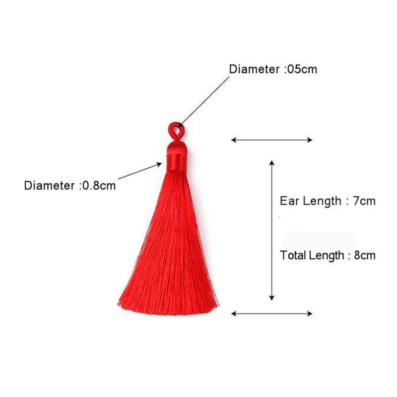 

10pcs/lot Polyester Silk Tassels Fringe Fabric Pompom Trim 8cm Cotton Tassels Trims DIY Sewing Curtains Accessories Multicolor